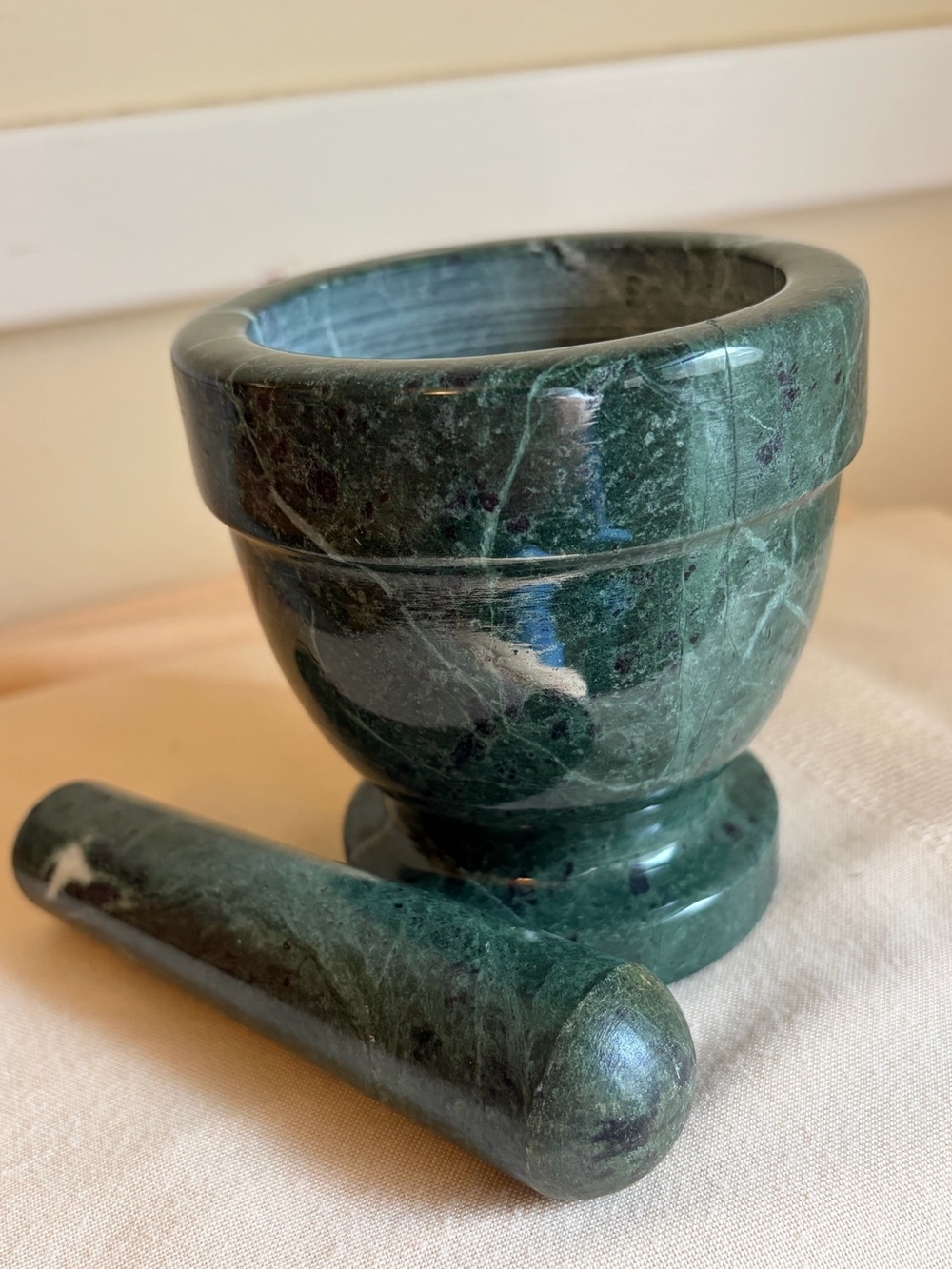 Green Marble Mortar and Pestle